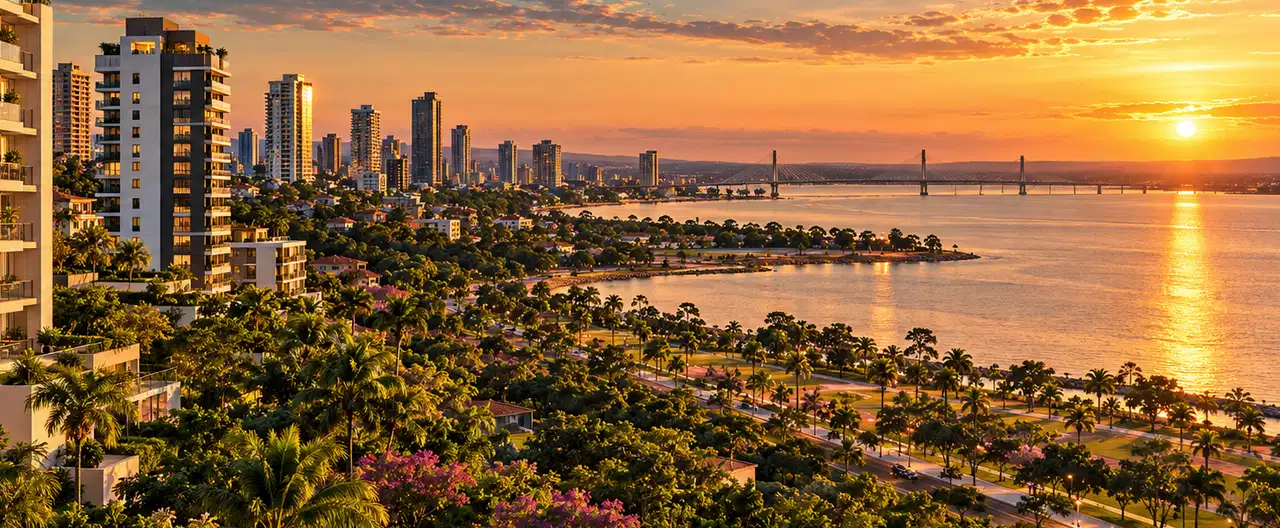 Paisagem imobiliária ilustrativa por IA para a página Apartamentos à venda em Caapucú: guia e imobiliárias | InmueblesPY; não representa imóvel anunciado