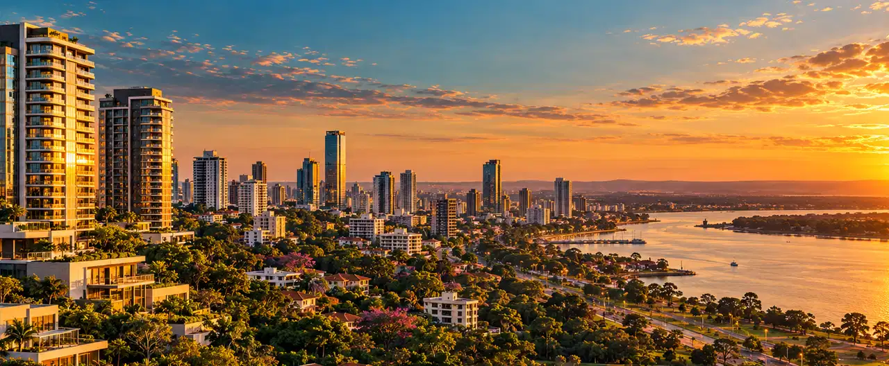 Paisagem imobiliária ilustrativa por IA para a página Apartamentos à venda em General Isidoro Resquín: guia e imobiliárias | InmueblesPY; não representa imóvel anunciado