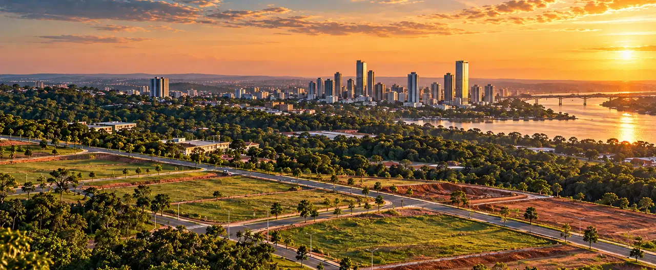 Paisagem imobiliária ilustrativa por IA para a página Apartamentos à venda em José Domingo Ocampos: guia e imobiliárias | InmueblesPY; não representa imóvel anunciado