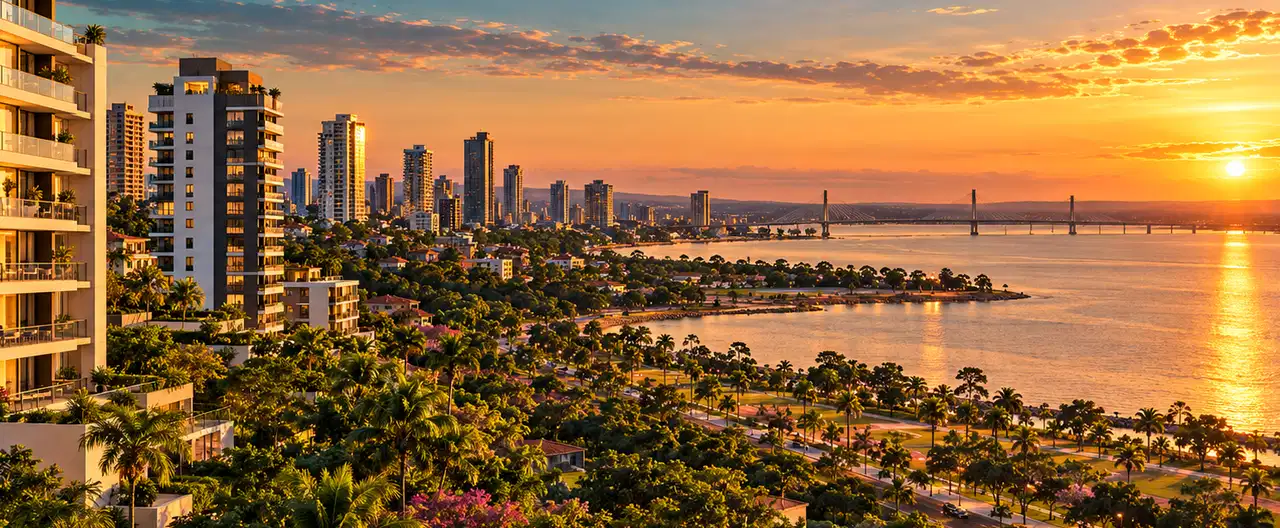 Paisagem imobiliária ilustrativa por IA para a página Apartamentos à venda em Yby Pytá: guia e imobiliárias | InmueblesPY; não representa imóvel anunciado