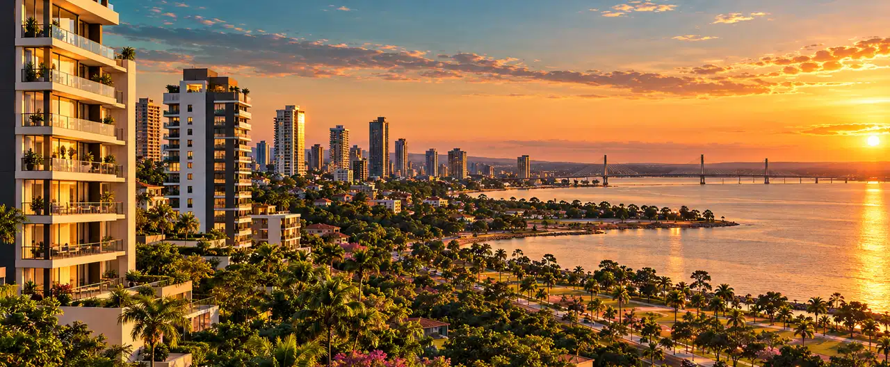 Paisagem imobiliária ilustrativa por IA para a página Bernardino Caballero, Fernando de la Mora: guia imobiliário da região | InmueblesPY; não representa imóvel anunciado