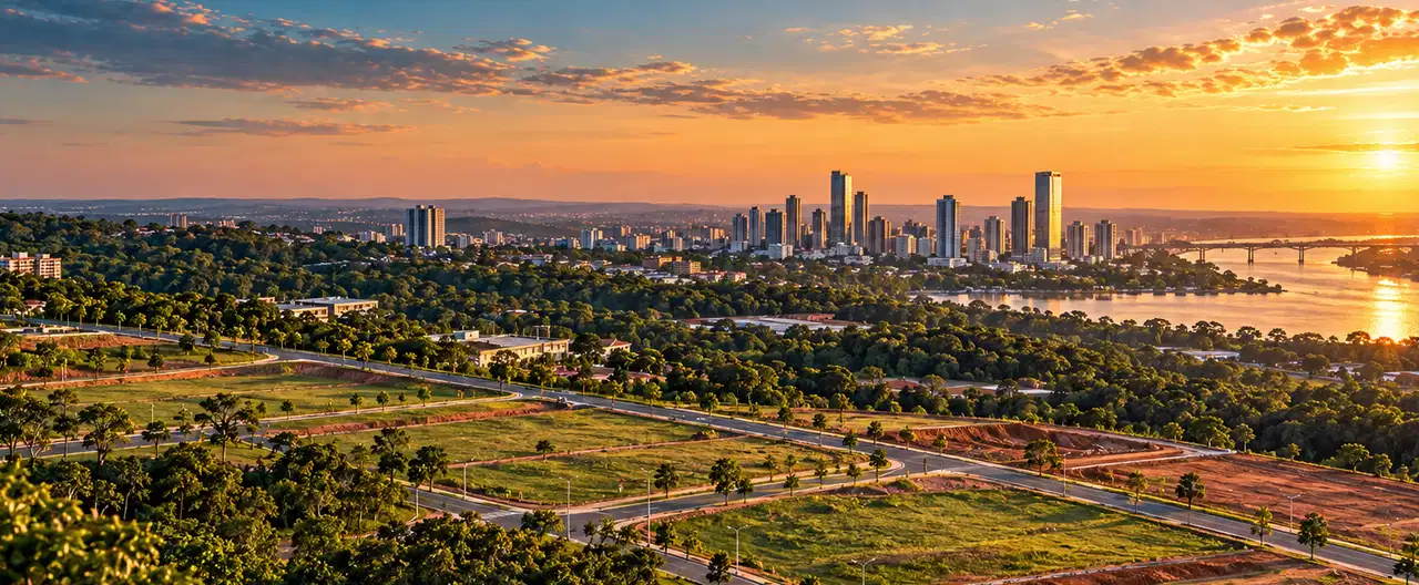 Paisagem imobiliária ilustrativa por IA para a página Campo Grande, Luque: guia imobiliário da região | InmueblesPY; não representa imóvel anunciado