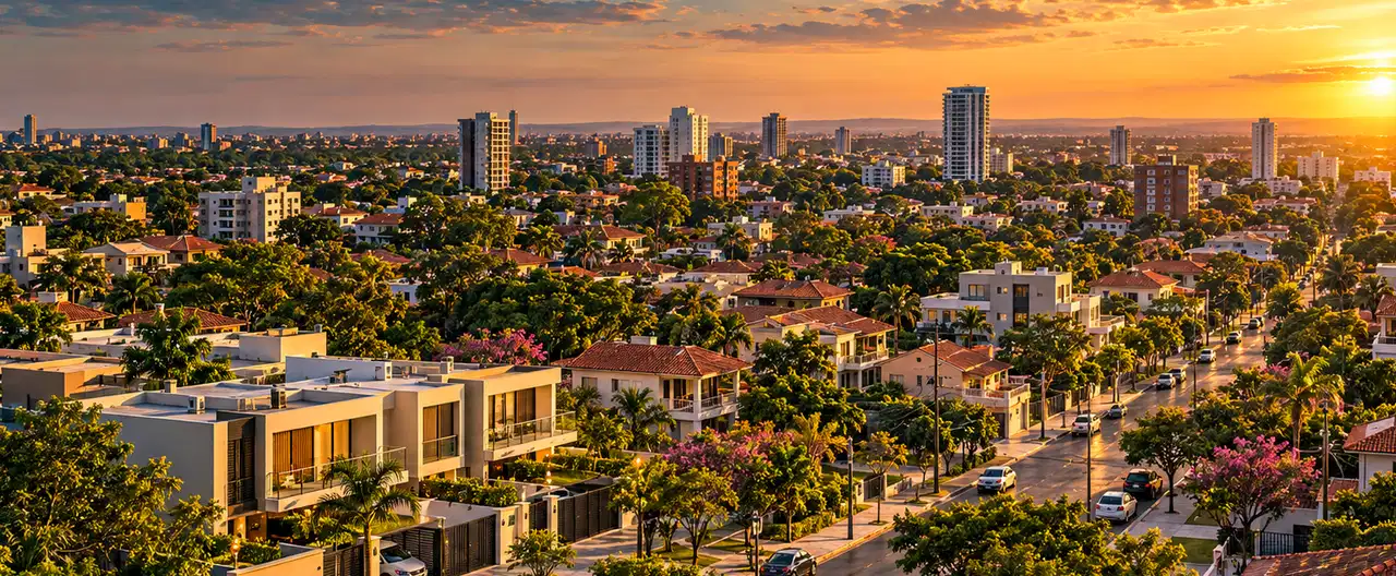 Paisaje inmobiliario ilustrativo con IA para la página Capilla del Monte, San Lorenzo: guía inmobiliaria de zona | InmueblesPY; no representa una propiedad anunciada