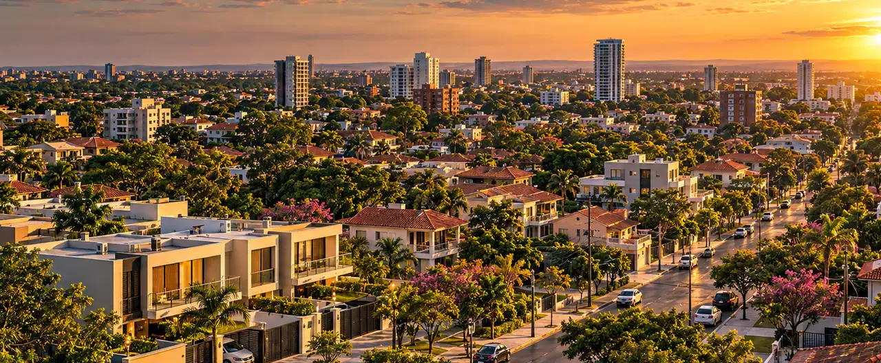 Paisagem imobiliária ilustrativa por IA para a página Casas à venda em Borja: guia e imobiliárias | InmueblesPY; não representa imóvel anunciado