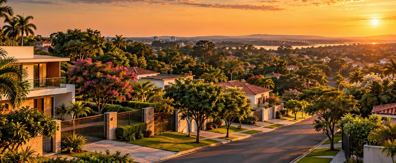 Paisagem imobiliária ilustrativa por IA para a página Casas à venda em Independencia: guia e imobiliárias | InmueblesPY; não representa imóvel anunciado