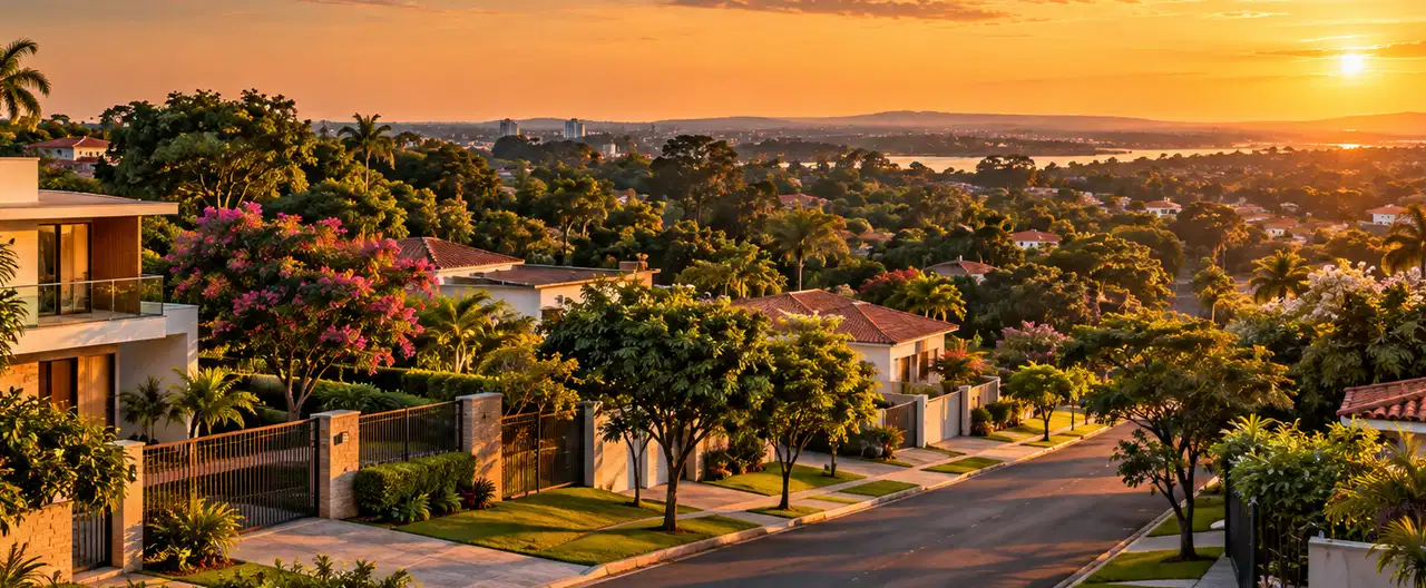 Paisagem imobiliária ilustrativa por IA para a página Casas à venda em Liberación: guia e imobiliárias | InmueblesPY; não representa imóvel anunciado
