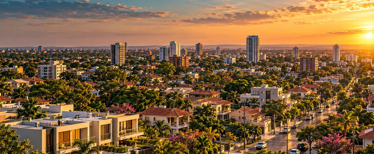 Paisagem imobiliária ilustrativa por IA para a página Casas à venda em Loma Plata: guia e imobiliárias | InmueblesPY; não representa imóvel anunciado
