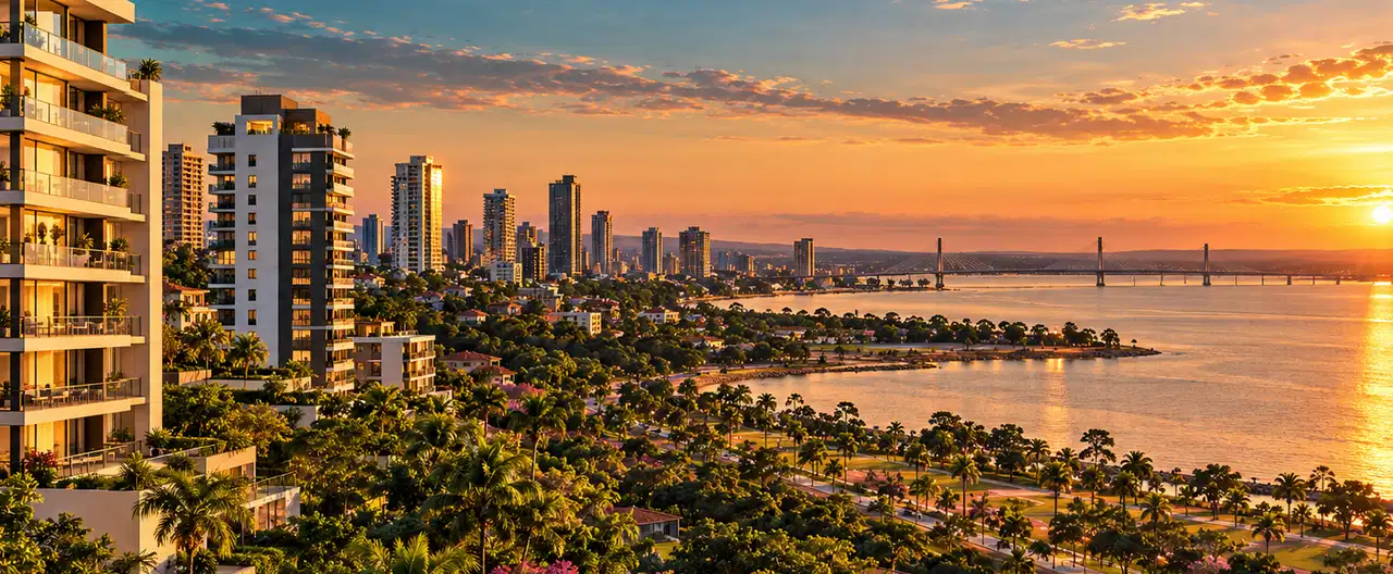 Paisagem imobiliária ilustrativa por IA para a página CCC Inmobiliaria: perfil de imobiliária e contatos | InmueblesPY; não representa imóvel anunciado