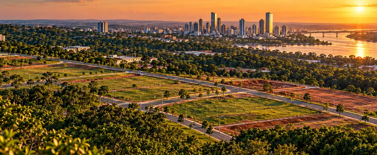 Paisagem imobiliária ilustrativa por IA para a página CENTURY 21 Diamond: perfil de imobiliária e contatos | InmueblesPY; não representa imóvel anunciado