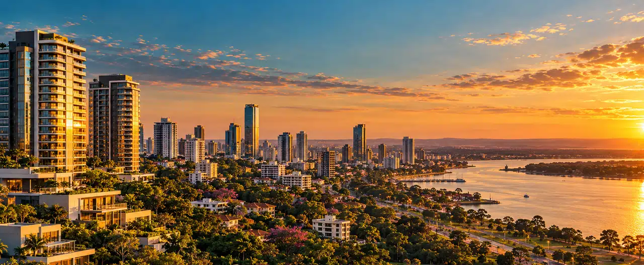 Paisagem imobiliária ilustrativa por IA para a página Imobiliárias em Tomás Romero Pereira: diretório e contatos | InmueblesPY; não representa imóvel anunciado