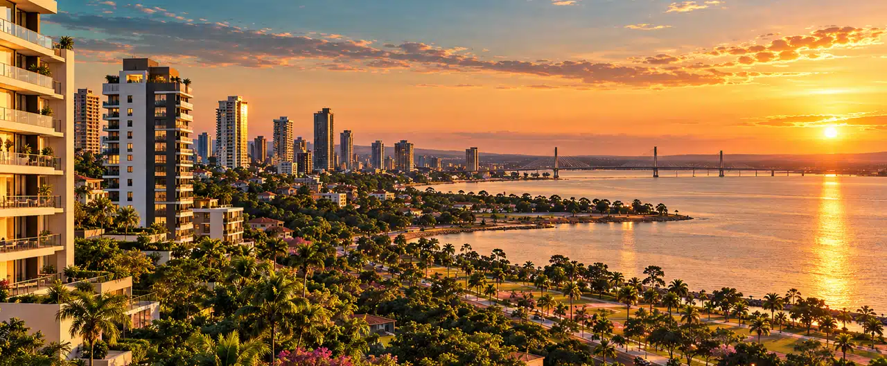 Paisagem imobiliária ilustrativa por IA para a página Imobiliárias em Liberación: diretório e contatos | InmueblesPY; não representa imóvel anunciado