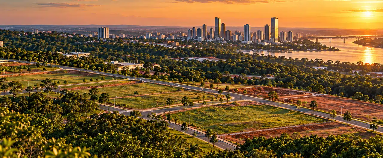Paisagem imobiliária ilustrativa por IA para a página Imobiliárias em San Bernardino: diretório e contatos | InmueblesPY; não representa imóvel anunciado